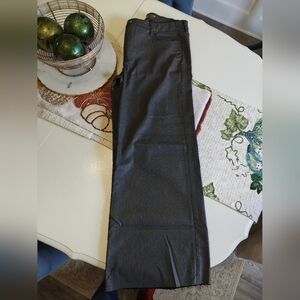 Kut from the Kloth Coated Charcoal Meg Ab Fab Wide Leg Pants raw hem